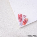 Pink heart-shaped rhinestone nail charms with hollow design, size 8mmx7mm for manicure - QFX52-Silver Base Pink Rhinestone Solid Heart (8x7mm)
