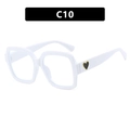 Weiße quadratische Oversize-Sonnenbrille C10 mit schwarzem Herz-Detail am Bügel - Einheitsgröße / Einfarbig Weiß Klare Linse