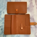 Orange faux leather manicure tool organizer bag with multiple interior storage slots - Orange