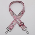 Adjustable 38mm wide pink paisley replacement bag strap with dark metal buckles - Style 647 Gunmetal Hook