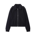 Chaqueta clásica de lana negra para hombre con elegante cuello de solapa y cremallera metal - XS / Negro