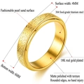 Polished 18K gold plated titanium steel ring with 4mm/6mm wide colorful frosted surface - 6mm Matte Gold-Size 12