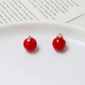 DIY craft accessories featuring two red apple pendants with golden hanging rings - 15#Apple No.2 (9*12mm)