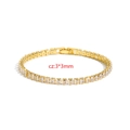 Minimalist gold bracelet with 3x3mm square cubic zirconia stones and fold-over clasp - Gold (103)
