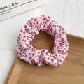 Pink polka dot scrunchie made of chiffon fabric on a wooden decorative tray - 3# White Pink Polka Dot