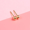 Minimalist S925 sterling silver ball stud earrings in golden finish with hallmark detail - 925 Silver / 3MM Round Ball (18K Gold)