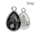 Ciondolo a goccia grigio sfaccettato 7x10mm con retro in metallo argento goffrato - 7x10mm / Grigio