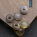 Fünf graue Achatperlen mit großem Loch für DIY-Schmuckherstellung und Anhänger - Grauer Achat 1 Stück