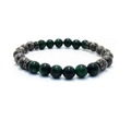 Bracciale di perle da 8 mm in occhio di tigre verde e pietra maculata con distanziatori - 8mm / Labradorite Nera e Occhio di Tigre Verde