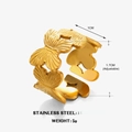 Anillo abierto de acero inoxidable bañado en oro de 18K con motivos de mariposas - Anillo de mariposa dorado