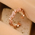 Elegant rose gold butterfly ring with white zircon stones and adjustable open band design - Rose Gold Butterfly Row Ring (G-043)