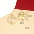 Macro shot of 30mm Chinese style gold rabbit and plum blossom alloy pendants for DIY - Moon Gazing Rabbit (Cloud Pattern)