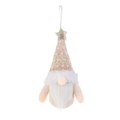 Gnomo di Natale in maglia con cappello rosa e dettaglio stella dorata glitter - Ornamento Sospeso in Maglia a Stella d'Oro