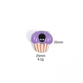 Detail of Halloween cupcake enamel pin with purple frosting and black spider motif - Purple Spider Cupcake