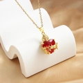 Collana Sacro Cuore con zircone rosso e pendente dorato con design a spine - Cuore in Zircone Placcato Oro Rosso NT02-4
