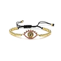 Verstellbares Evil Eye Webarmband mit Goldperlen und rosa Zirkoniasteinen auf weißem Grund - Gold (CB0061CX)