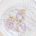 Macro shot of three purple acrylic strawberry pendants with gold metal leaves and glitter - Transparent Purple (9#)