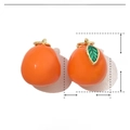 Detailed macro view of orange fruit charms with copper enamel and size dimensions - Orange Style (VH557)