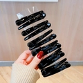 Set of 12 glossy black professional hair clips arranged on clear card for styling and makeup - 11# Small Glossy Black