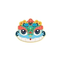 Cartoon Year of the Snake enamel pin in vibrant sky blue with gold plated details - Sky Blue Lion Dance Style