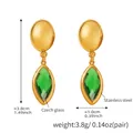 Boucles d'oreilles en acier inoxydable doré avec goutte en verre tchèque vert émeraude - Or et Vert