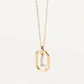 Gold octagonal pendant necklace with sparkling micro-pave zircon letter L charm - Letter L