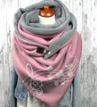 Pink and grey thick winter scarf with rhinestone musical notes and a black clip - 150*75cm / Pink Grey Rhinestone Note (WJ01-TFWJ399)