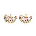Pendientes de mariposa y ojo del diablo bañados en oro con circonitas de colores y esmalte - Mariposa Ojo Turco Rosa Dorado
