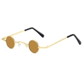 Retro small round punk sunglasses with gold metal frame and amber brown lenses - Gold Frame Tea Lens