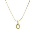 18k gold plated bead chain necklace with alphabet O pendant and pearl accent - Letter O