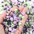 Mixed set of green, purple, and black resin flatback pearls for DIY nail art and crafts - Half-round Pearl Mixed With Green Purple And Black Ab Series - E / 30 g