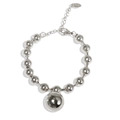 Elegante bracciale in acciaio inossidabile placcato oro 18K con ciondolo a sfera d'argento - Bracciale / Catena di estensione 16+5 cm / Argento