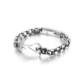 Men's stainless steel wrench pendant bracelet with industrial square link chain - Steel Color (KB120165-KFC)