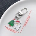 Silver Christmas keychain with Santa and tree charms in durable KC metal finish - ER841-White K Enamel Tree Bearded Santa U-shaped Keychain