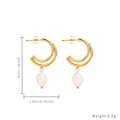 Elegant gold double hoop earrings with baroque pearls, size 3cm by 1.9cm and weight 5.2g - Double Layered Curved Baroque Pearl Earrings (E831)