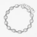Elegant 316L stainless steel bracelet with silver hammered square charms and lobster clasp - Silver Style (PB803)