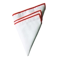 White pocket square with red contrast stitching for men's formal business suits - White with Red Edge (11)