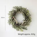 Ghirlanda natalizia argento 50cm con aghi di pino, pigne e corna di cervo decorative - Ghirlanda di fiori