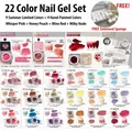 XEIJAYI 22-color nail stamping gel kit with sponge tool for gradient manicures - 22 Colors: Summer Limited Edition Slap Gel + Painted Slap Gel + Sweet Pink + Milky + Tipsy Wine Red + Peach (includes A Box Of Tofu-shaped Sponges)