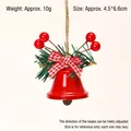 Campanella di Natale rossa in metallo con aghi di pino, bacche e fiocco a quadri - Campanella di Natale Regolare - Rosso