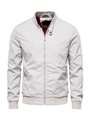Detail of off-white bomber jacket featuring ribbed cuffs and red mesh lining - M / 836 Beige