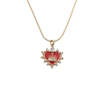 Vergulde ketting met rood emaille hart en boze oog motief op een witte achtergrond - 50VM Slangenketting / Rood