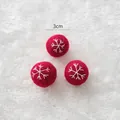 Set de 3 bolas de fieltro rojo de 3cm con motivos de copos de nieve para Navidad - Copo de Nieve Rojo