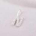925 Sterling Silver necklace with sparkling crystal encrusted letter N pendant - Letter N / Gold