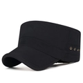 Men's breathable black cadet cap with metal eyelets and sun protection in side view - Adjustable / Black