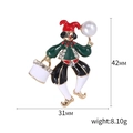 Colorful joker enamel brooch with rhinestones and pearl, dimensions 42x31mm - 1642-Green