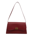 Borsa baguette classica in pelle rosso intenso con elegante chiusura in metallo dorato - Rosso Retrò