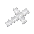 Ciondolo a croce in metallo argentato con cristalli rettangolari chiari su fondo bianco - Platino / Zirconia Chiara