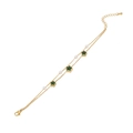 Double-layer gold stainless steel bracelet with white pearls and green star charms - Star Style (3# Star)