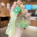 Light green shell drifting bottle keychain with quicksand and Happy Moments strap - Green